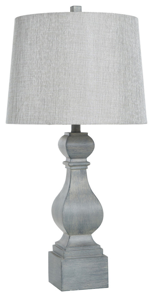 Gray Distressed Poly Table Lamp