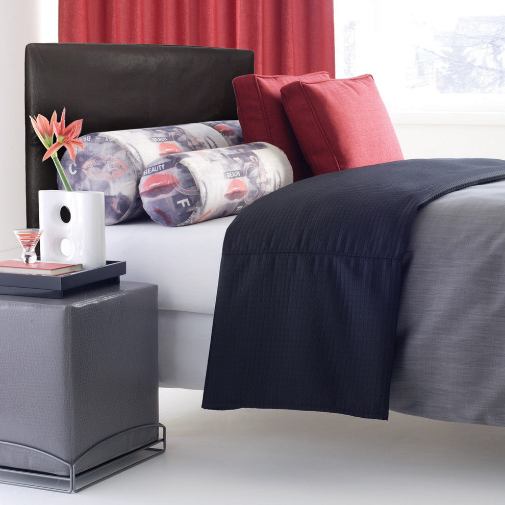 Black Faux Leather Slipcovered Headboard, King