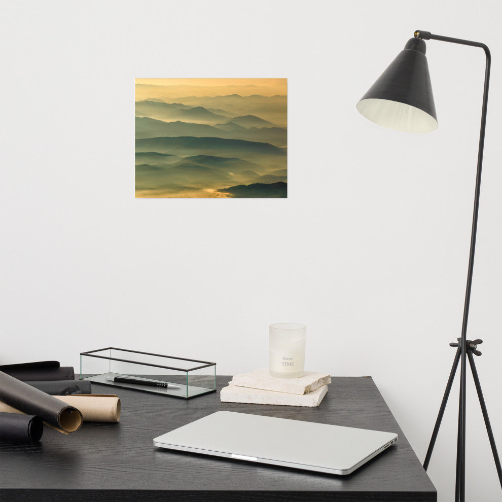 Foggy Mountain Layers at Sunset Landscape Photo Unframed Wall Art Prints, 11" X 14"