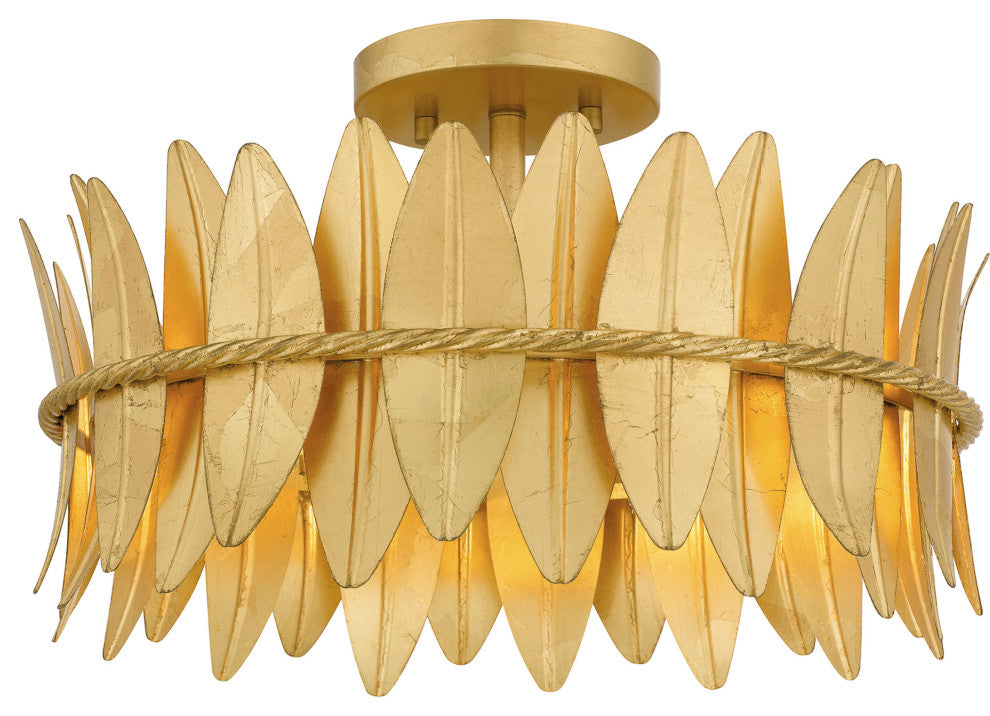 Quoizel LIZ1716 Liza 3 Light 16"W Semi-Flush Drum Ceiling Fixture - Gold Leaf