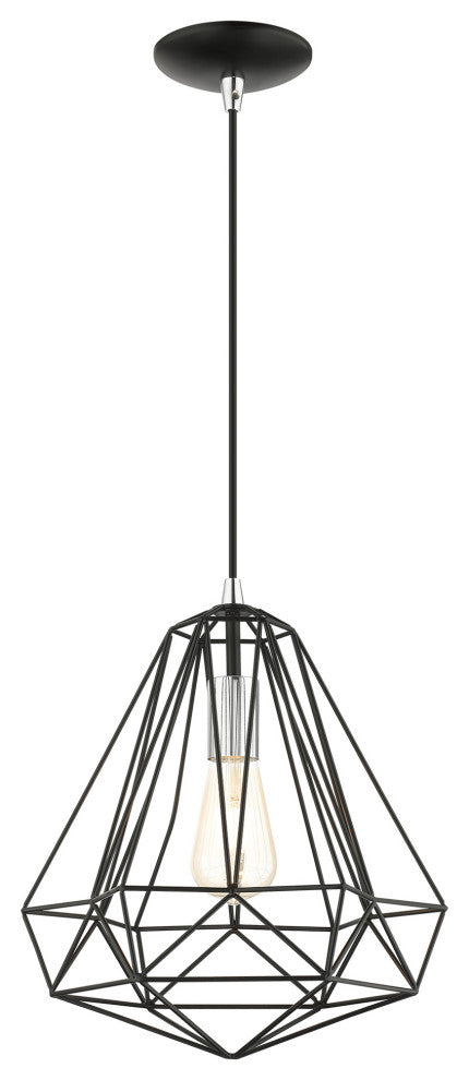 Shiny Black Geometric, Farmhouse, Industrial, Abstract, Rustic Pendant
