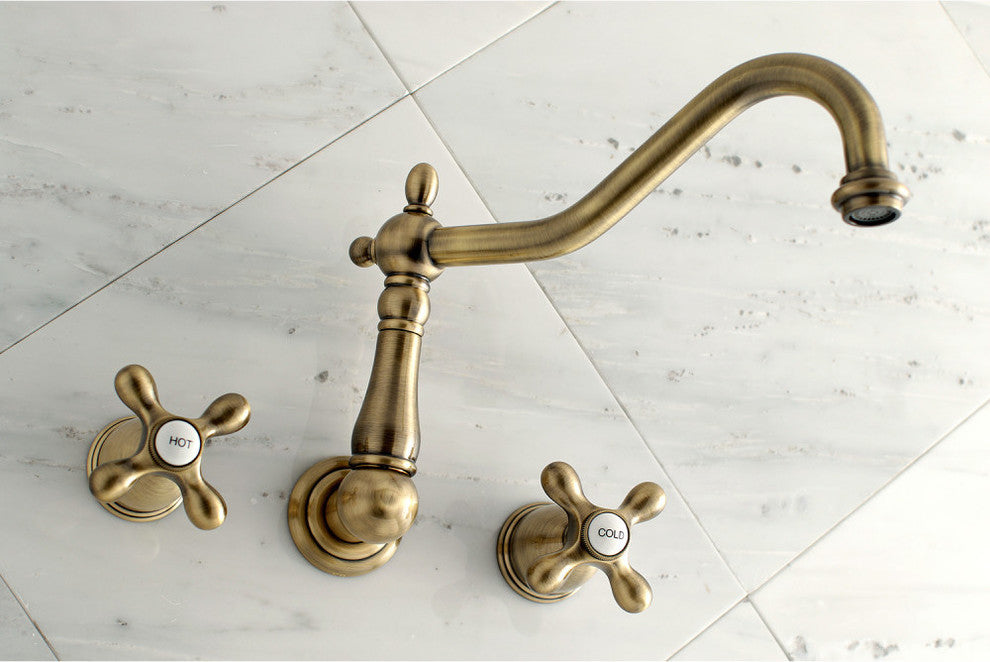 Kingston Brass Wall Mount Tub Faucet, Antique Brass