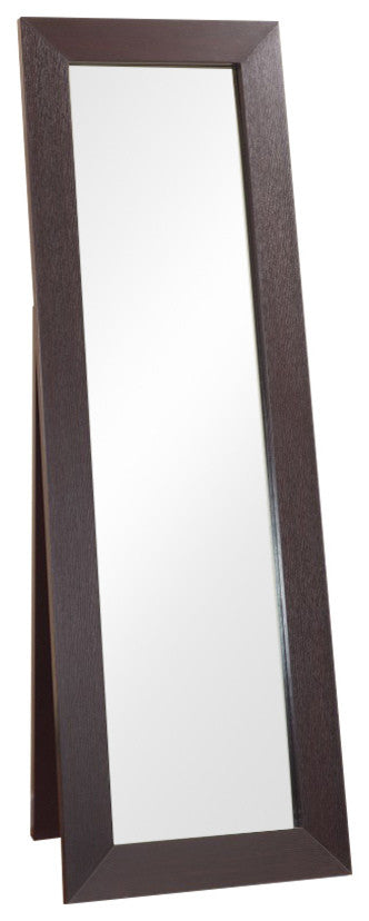 Benzara BM148738 Aesthetic Accent Mirror with Wooden Framing, Dark Brown