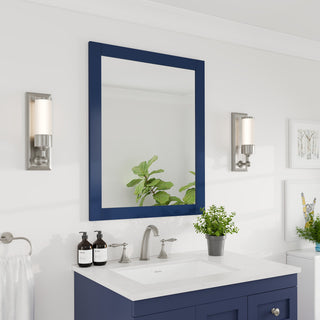 Eviva Navy 24" x 30" Rectangular Blue Wooden Framed Mirror