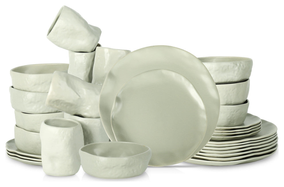 Stone by Mercer Project ATIK Stoneware 32 Piece Dinnerware Set, Sage-Grey