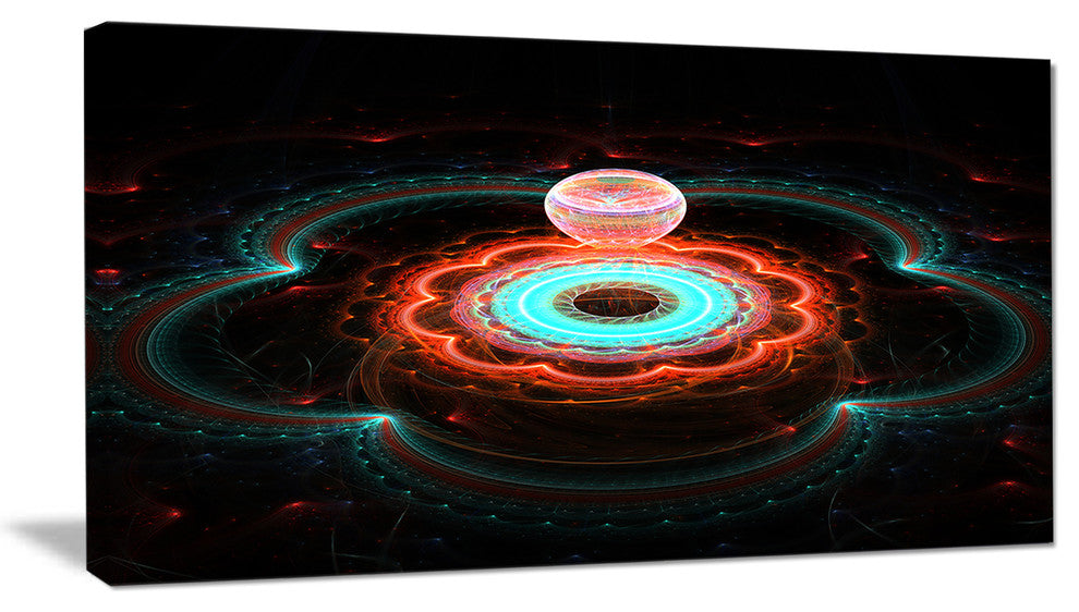Balloon over Fractal Colored Area, Large Floral Canvas Art Print, 60"x28"