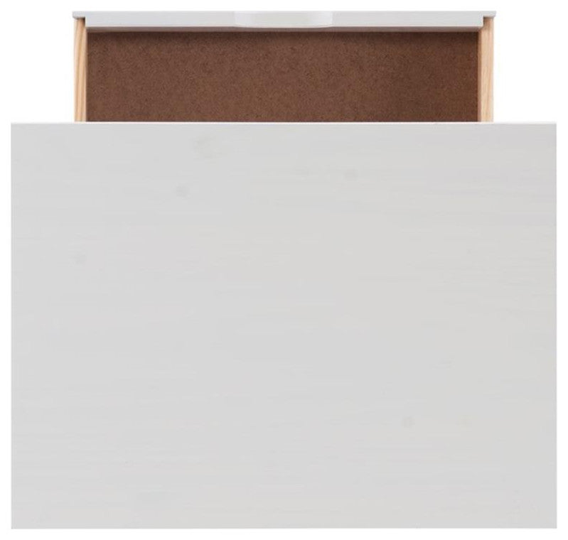 Riverbay Furniture Six Drawer Wide Wood Rolling Cart in White Wash