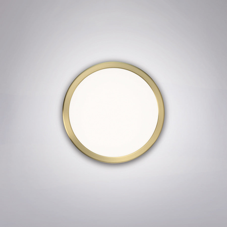 Geos 10" LED Round Low-Profile Flush Mount 2700K, Brass