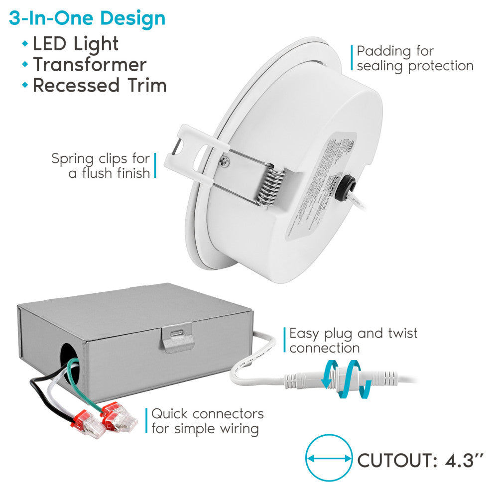 Luxrite 4" Gimbal LED Recessed Light 5 CCT 12W 950LM Dimmable 4-Pack