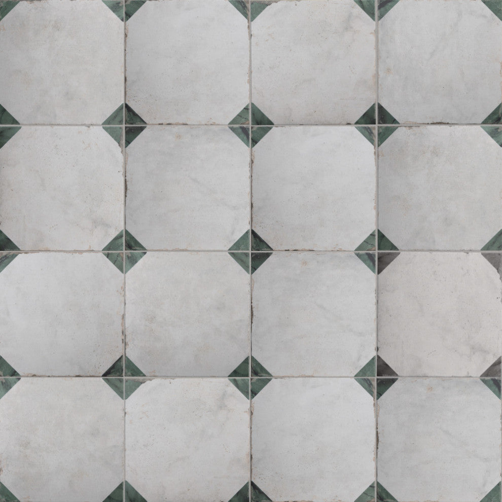 Renaissance Deco Emerald Corner Porcelain Floor and Wall Tile