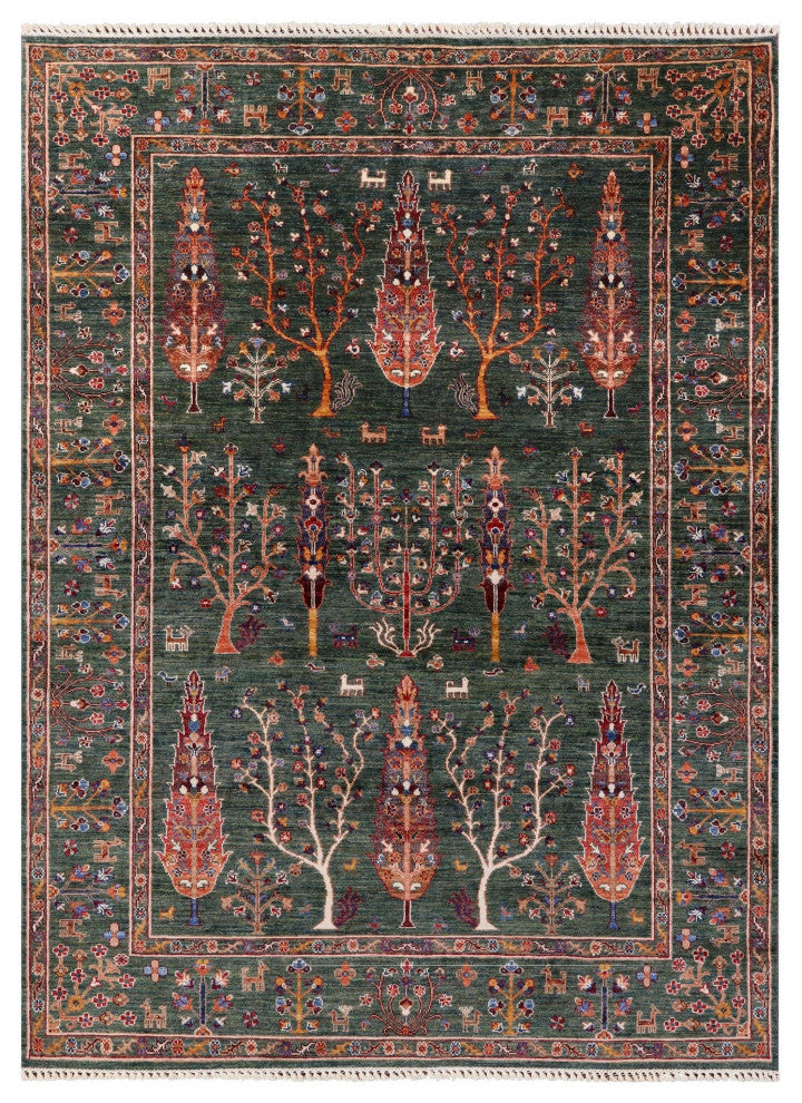 5' 9" X 7' 9" Hand Knotted Persian Gabbeh Tribal Wool Rug Q9561
