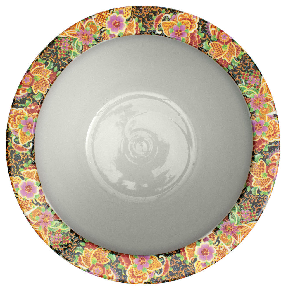 18" Satsuma Garden and Peacock Porcelain Fishbowl