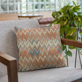 Plutus Multi-Color Wave Chevron Luxury Throw Pillow, 16"x16"