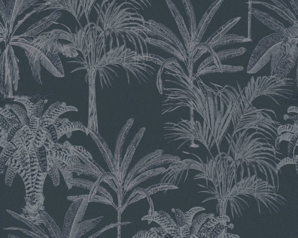 Textured Wallpaper Floral Featuring Palms Leaves, 379832