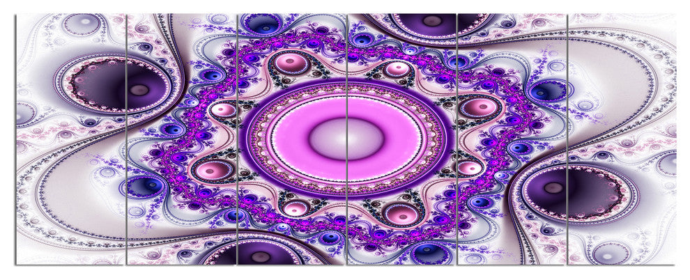 Strange Flower with Wavy Curves, Floral Canvas Art Print, 70"x28", 6 Panels