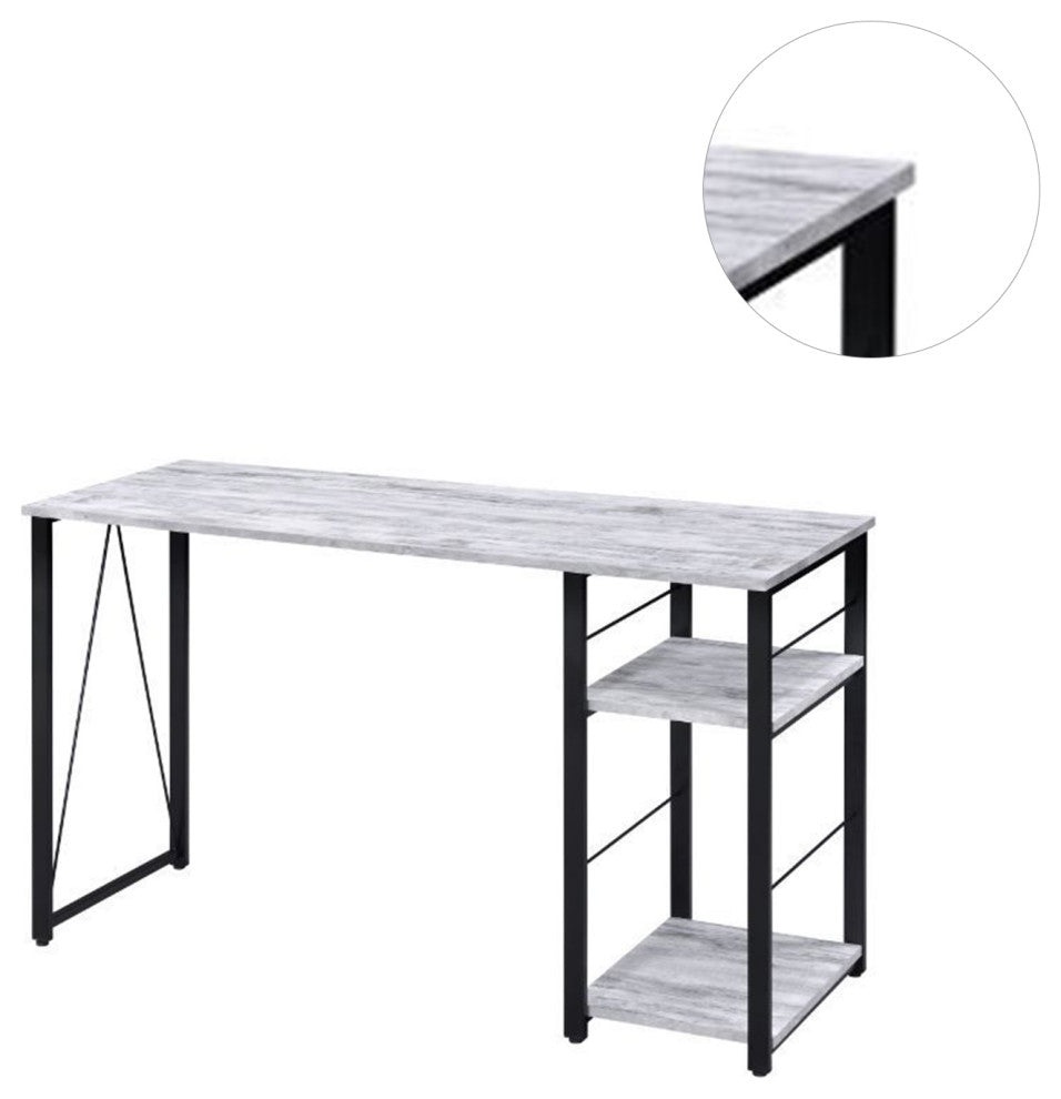2 Tier Shelf Writing Desk, Antique White and Black