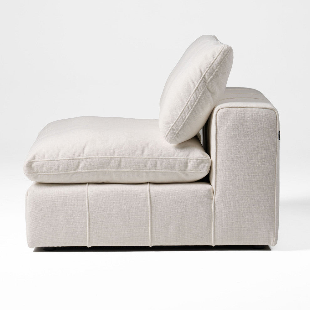Divani Casa Vicki Modern Ivory Fabric Modular Sectional Sofa