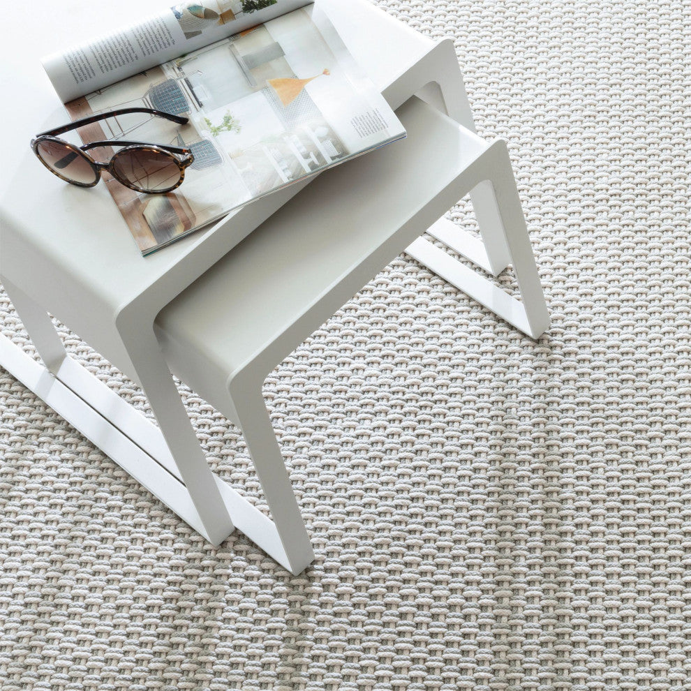 Dash & Albert Two-Tone Rope Platinum/Ivory Indoor/Outdoor Rug, Grey, 2'6" x 12'