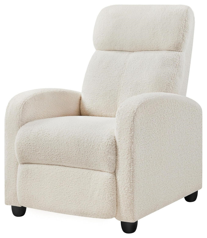Ivory Upholstered Recliner with Pocket Springs and Cozy Boucle Fabric