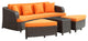 Modern Contemporary Outdoor Patio Rattan and Wicker Sofa, 4-Piece Set, Orange
