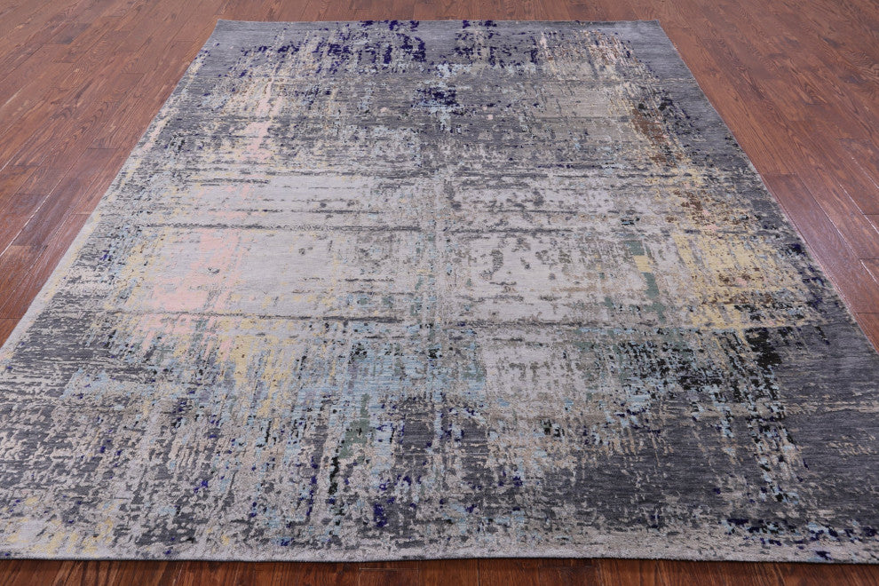 8' 1" X 9' 10" Abstract Wool & Silk Handmade Rug - Q13691