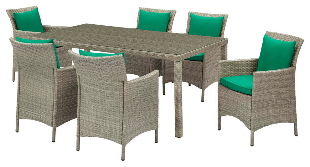 Lounge Sectional Sofa Chair Set, Rattan, Wicker, Gray Green, Outdoor