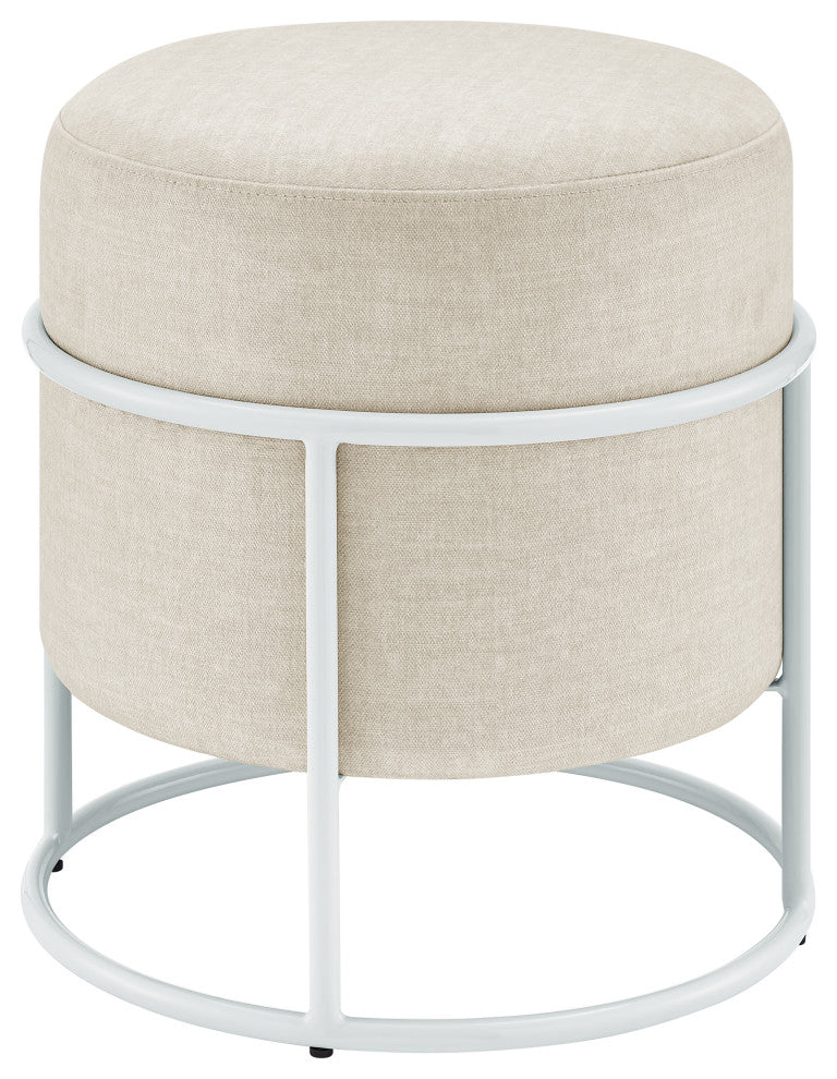 Ophelia Velvet Round Ottoman, Padburry Cream