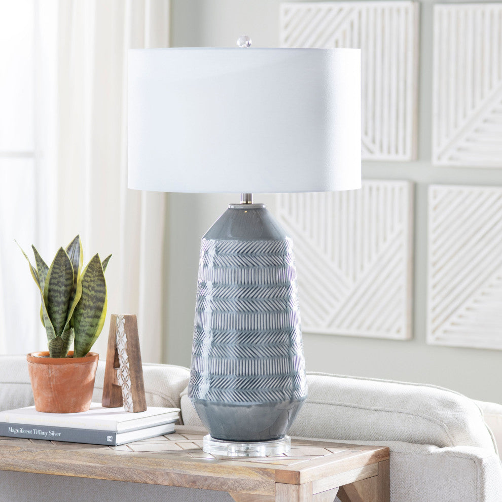 Sherie 3-Way Ceramic Table Lamp, Grey