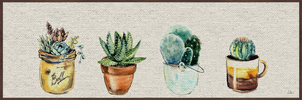 "Cuatro Cactus" Floater Framed Painting Print, Canvas, 60"x20"