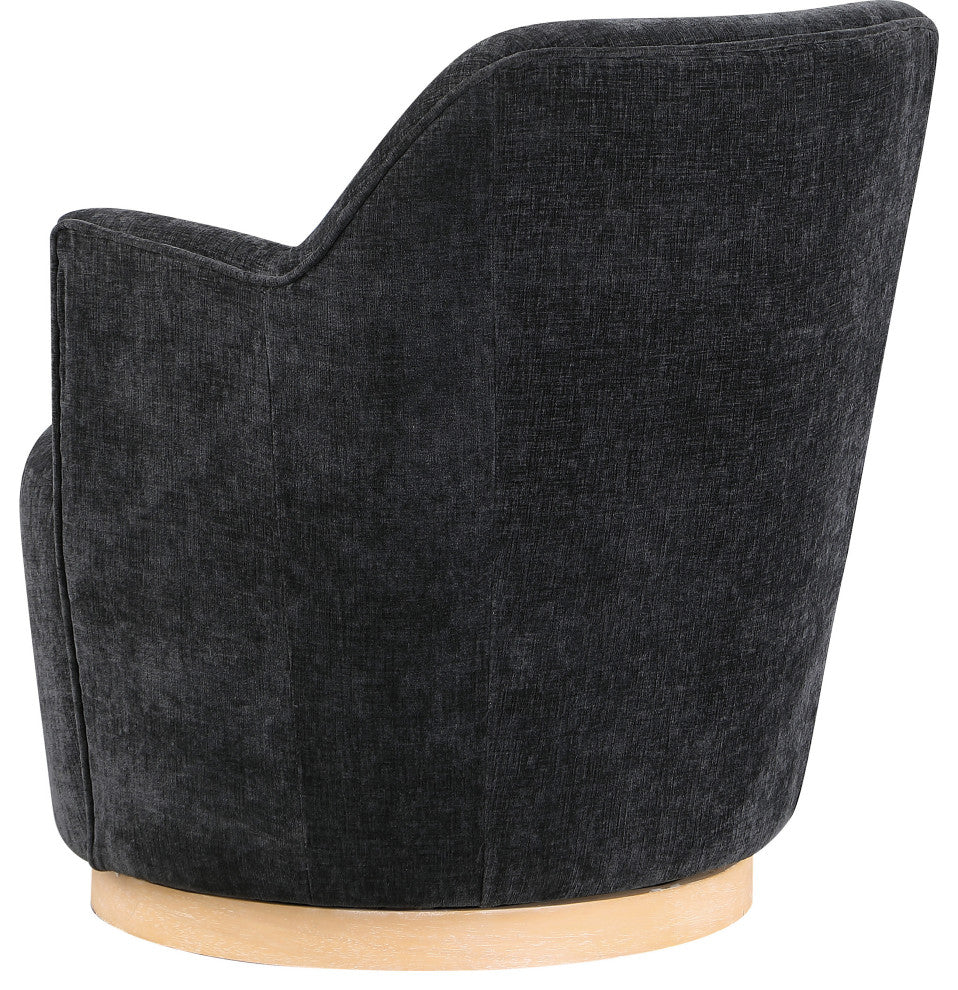 Clarita Swivel Accent Chair, Black, Chenille Fabric