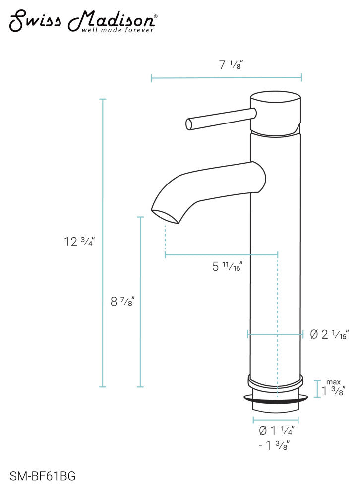 Ivy Single Hole Single Handle High Arc Bathroom Faucet, Brushed Gold
