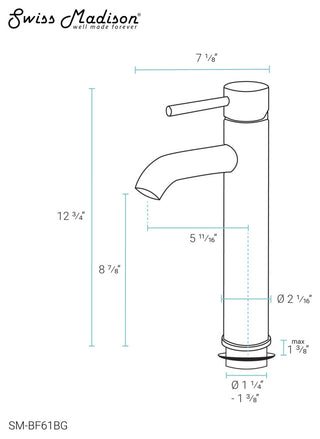 Ivy Single Hole Single Handle High Arc Bathroom Faucet, Brushed Gold