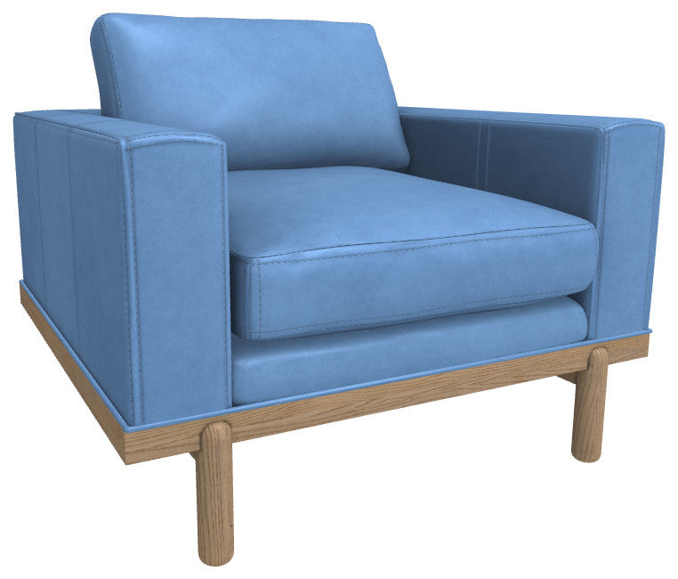 Cantor Leather Chair, Finish Shown: Dove, Leather Shown: Indigo Mist