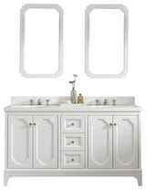 60" Wide Pure White Double Sink Quartz Carrara Bathroom Vanity