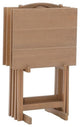 Linon Acacia Wood Five Piece Tray Table Set with Planked Distressed Top in Gray