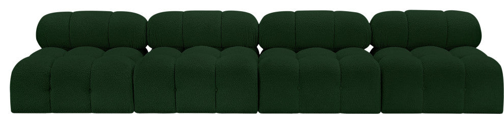 Ames Boucle Fabric Modular Sofa, Green, 4-Piece: 4 Armless Chair