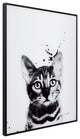 "Bengal Cat" Black and White Pet Paintings on Printed Glass with Anodized Frame