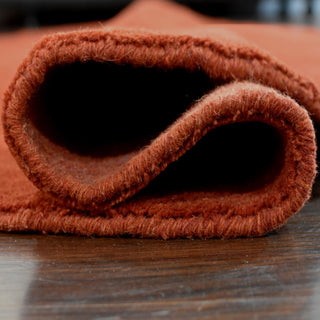 HAND KNOTTED LOOM WOOL ECO-FRIENDLY AREA RUGS - Light Red, Solid Design