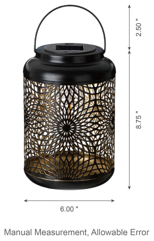 Metal Cutout Solar Powered Hanging Lantern, 2-Piece Set