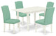 5-Pc Dining Set, Nail Head Parson Chairs, Butterfly Leaf Table, Linen White