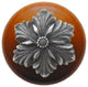 Opulent Flower Wood Knob, Antique Brass, Cherry Wood Finish, Antique Pewter