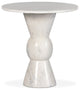 Fox End Table-Polished White Marble