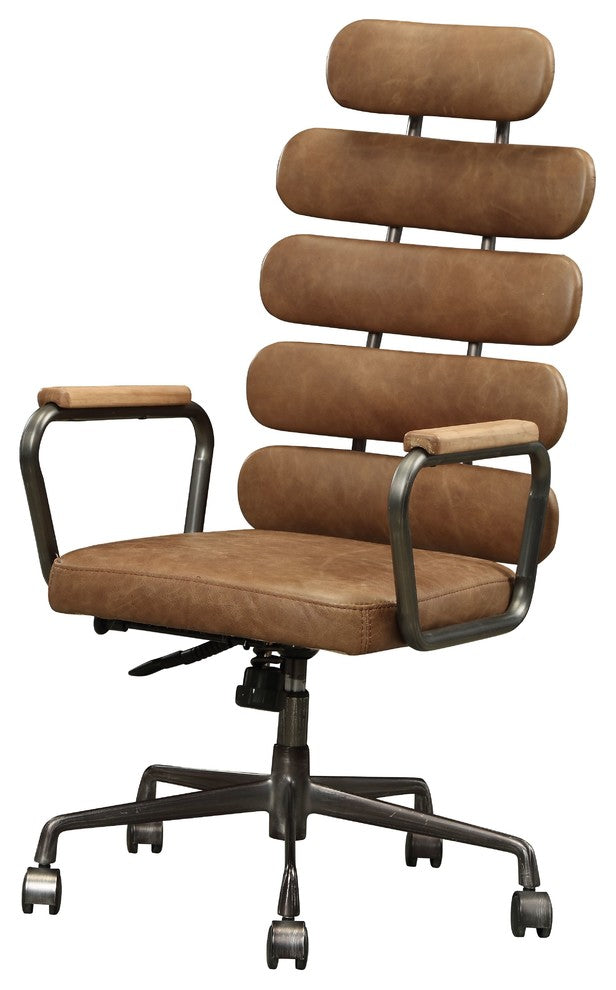 Acme Calan Executive Office Chair, Retro Brown Top Grain Leather
