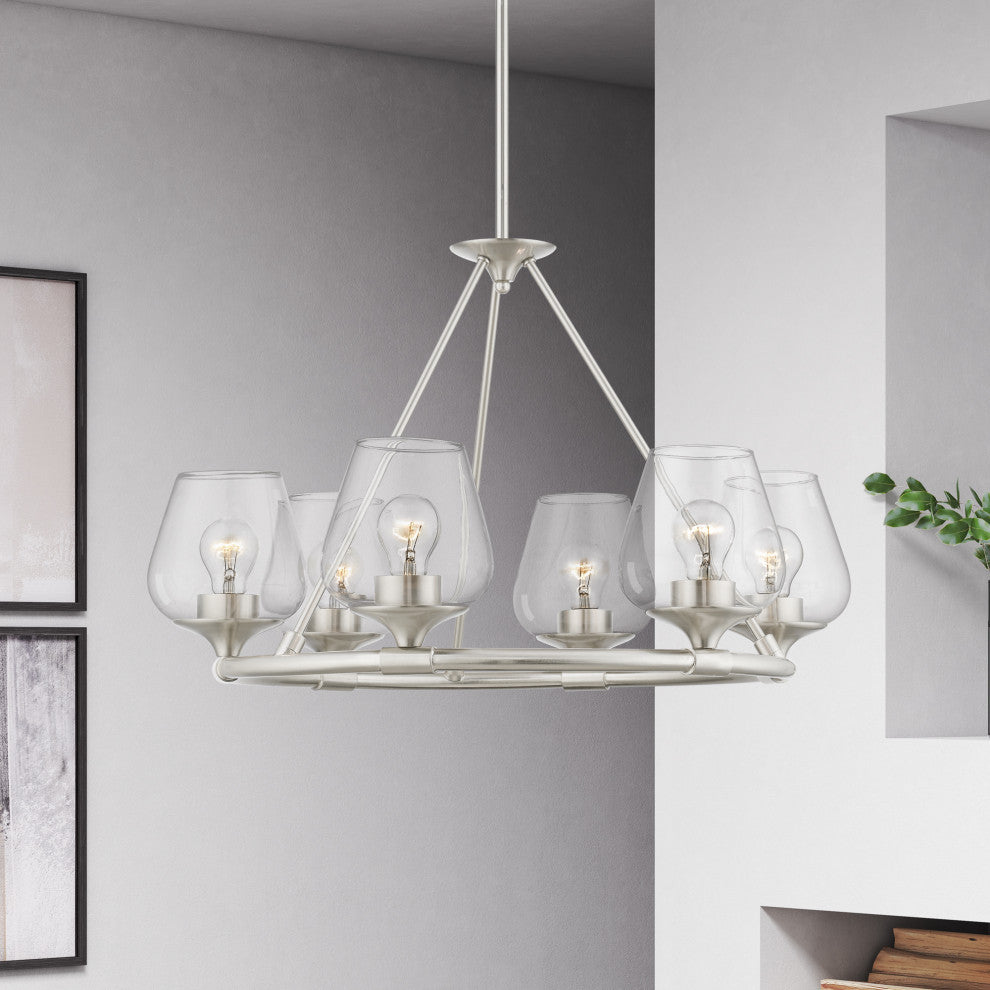 Willow 6 Light Brushed Nickel Chandelier