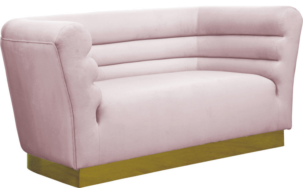 Bellini Velvet Upholstered Loveseat, Pink
