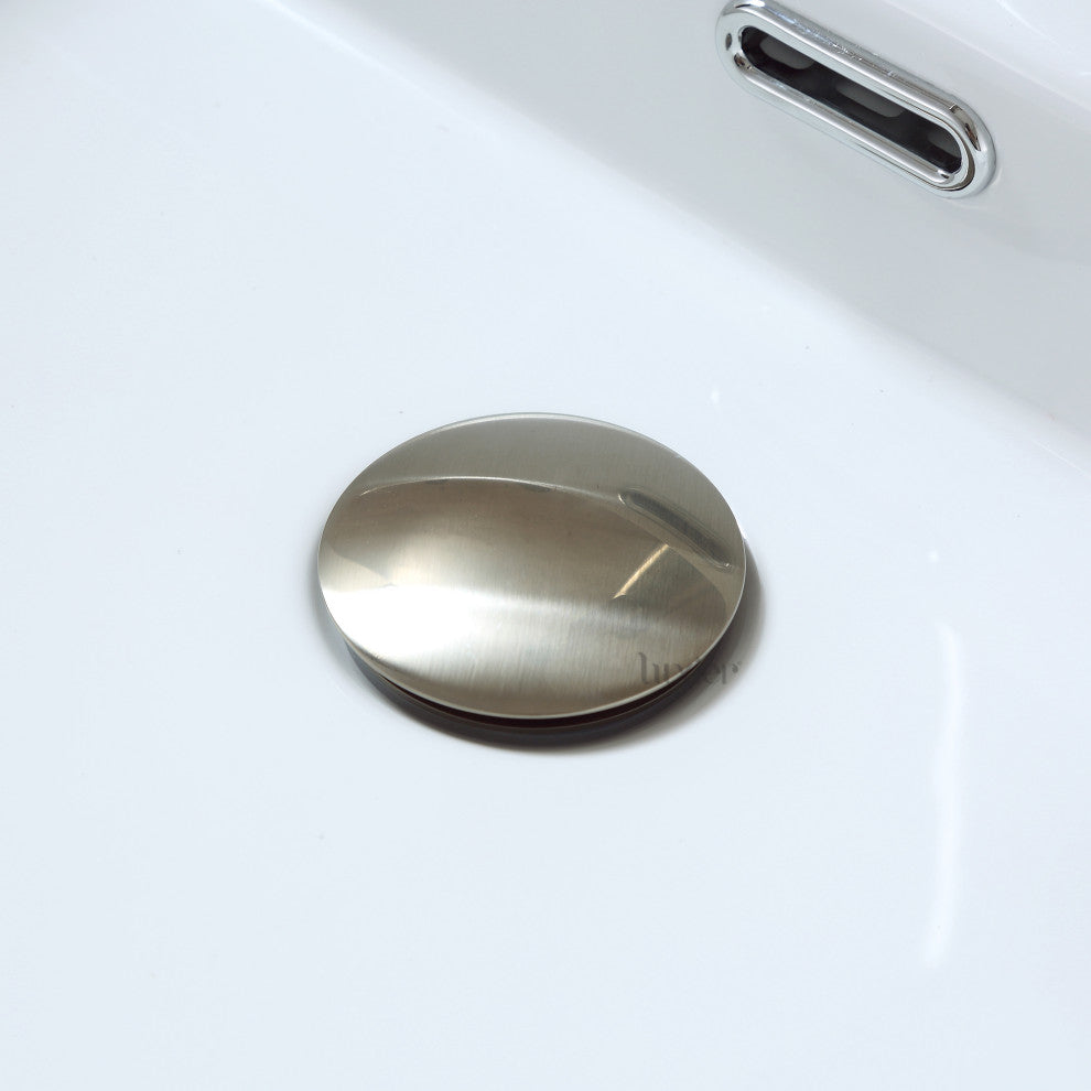 1-5/8" Push Pop-Up Drain Stopper With Overflow for Sink, Brushed Nickel