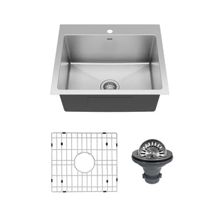 Karran Top Mount Stainless Steel 25" 16-Gauge Drop-In Single Bowl Sink Kit