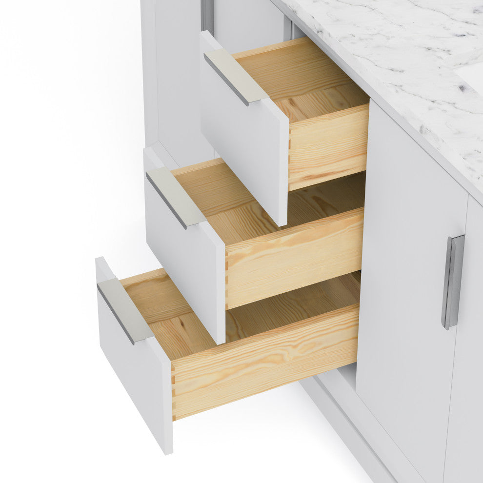 Elizabeth 60" Double Sink Carrara White Marble Vanity, Pure White