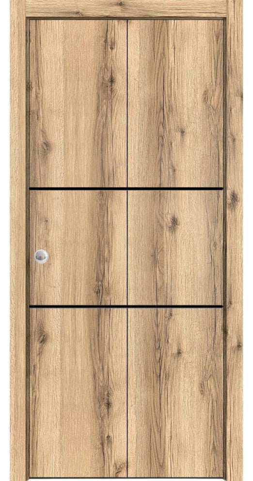 Bi-fold Doors 72 x 84 | Planum 0014 Oak with  | Sturdy Tracks