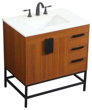 Home Living 22" Modern Teak-Light Bathroom Vanity